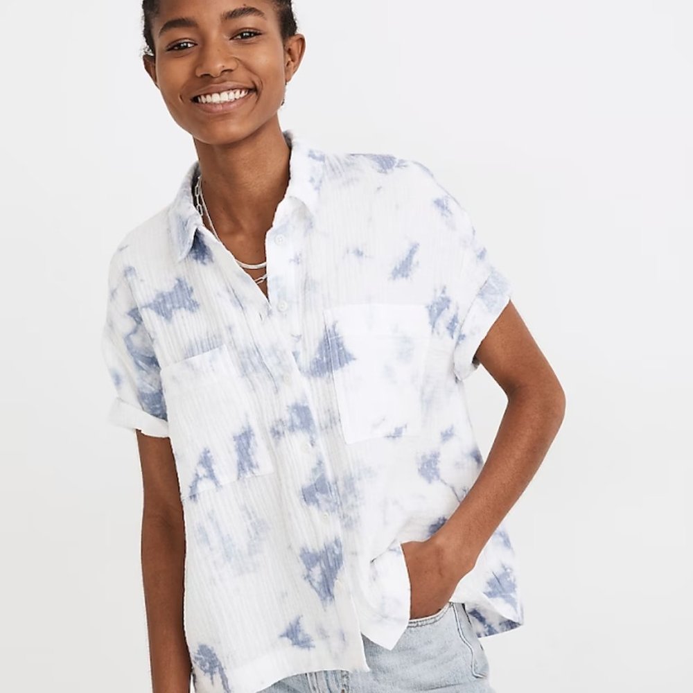 New With Tags Madewell Lightspun Beachside Shirt in Tie-Dye button Down